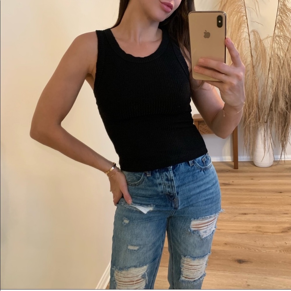 Black Knitted Racerback Tank